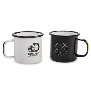 DISCOVERY ADVENTURES 2 PACK ENAMEL CAMPING MUGS SET,CAMPFIRE COFFEE MUGS WITH HANDLE ENAMEL TEA CUPS FOR CAMPING, HIKING, TRAVEL,FISHING, PICNICS, INDOOR OUTDOOR USE