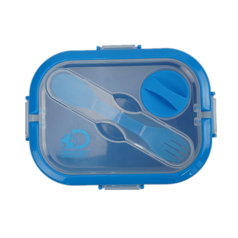 DISCOVERY ADVENTURES SILICONE LUNCH BOX WITH SPOON & FORK,COLLAPSIBLE FOOD STORAGE CONTAINER WITH CLIP-ON LID,20 OZ